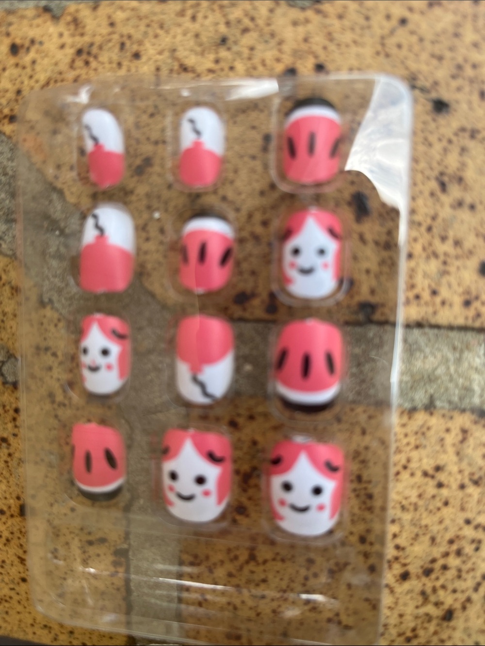 Cute Pink & White Cartoon Press-On Nails